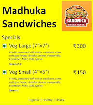 Madhuka Sandwiches menu 1