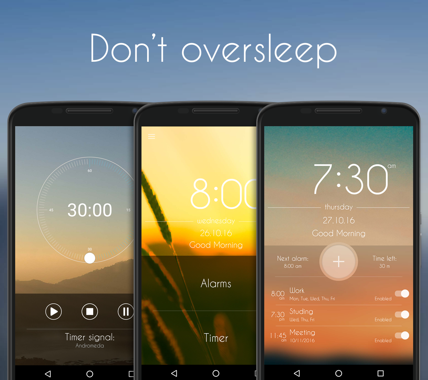Android application Alarm clock. Dont oversleep screenshort