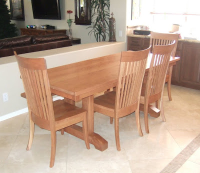 60 x 42 Trestle Table and Lancaster Chairs in Vintage Cherry