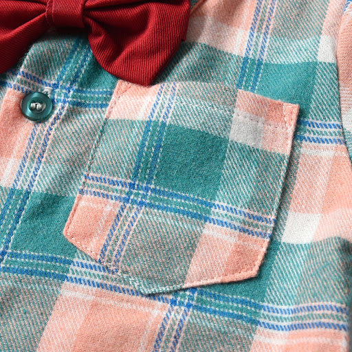 Title 9, Childrens Two-color Plaid Shirt Bib Set, a sty...