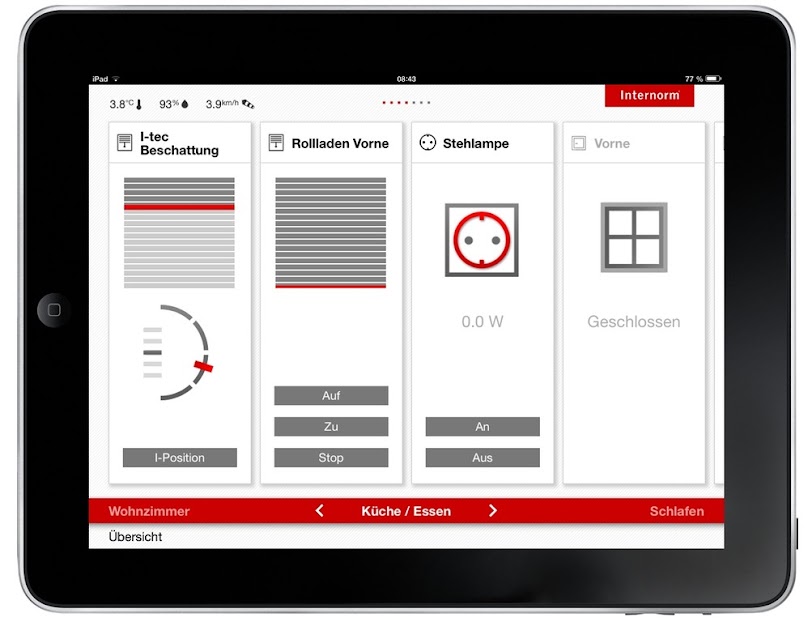 Technologia  I-tec Smart Window pozwala na obsługę i sterowanie zintegrowanymi z oknem produktami przy pomocy tabletu lub smartfona