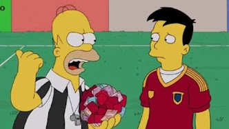 Homer Simpson rechazando el soborno de un jugador de la selección española de fútbol
