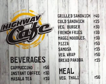 Highway Cafe menu 