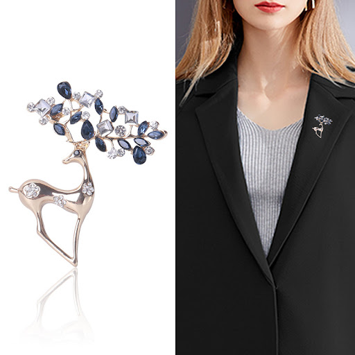 Title 4, Simple Alloy Rhinestone Sika Deer Brooch – Add ...
