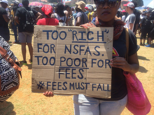 Students from South Africa's universities converged on the Union Buildings in Pretoria in support of the #FeesMustFall movement. File photo