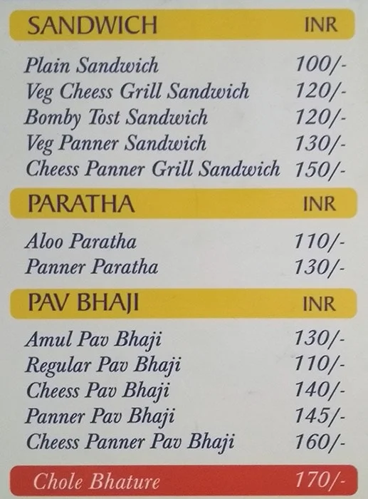 Chaat Express menu 