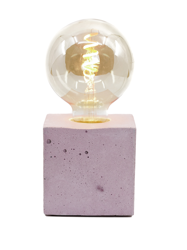 Lampe cube béton rose pastel