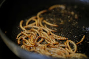 Fried mealworms cooked by French chef Laurent Veyet.