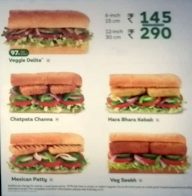 Subway menu 6