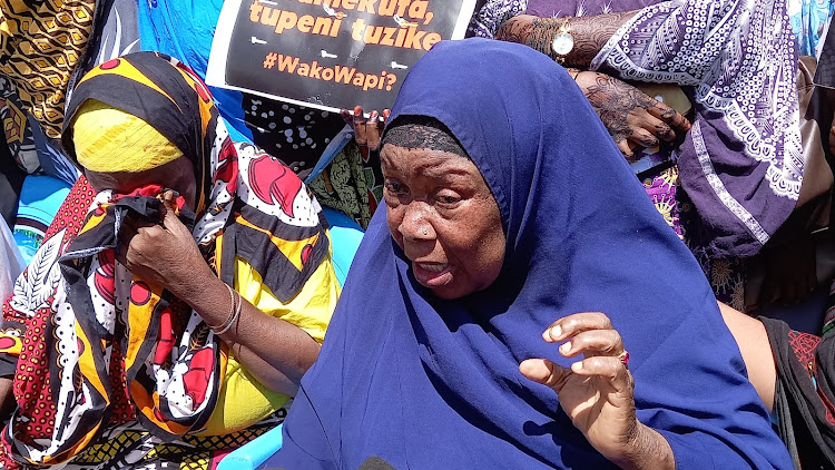 Mariam Mohammed Mfumbire breaks into tears during an interview in Kwale county on Tuesday