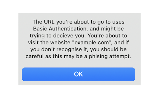 URL Basic Auth Warning