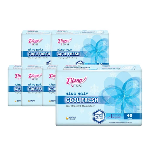 Combo 6 Băng Vệ Sinh Diana Sensi Hằng Ngày Cool Fresh 40 miếng x 155mm