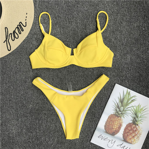 Title 12, Solid color split swimsuit with steel bracket, ...