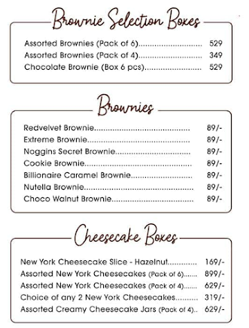 Cupcake Noggins menu 