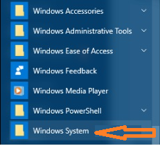 Go to windows system option