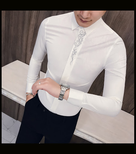 Title 33, Mens embroidered long sleeve shirt