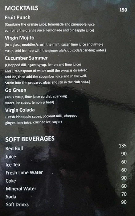 Saptagiri menu 