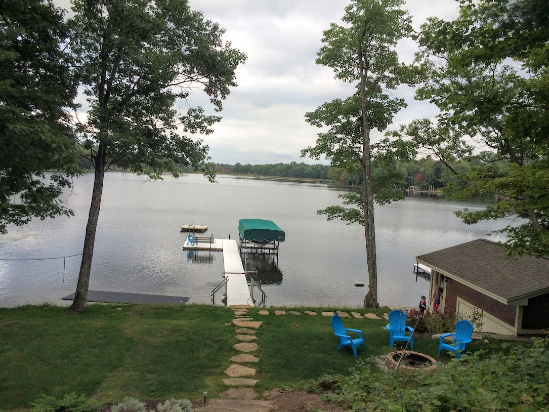 View from Terri's cousins house on Gunlock Lake near out camp ground. They have a beautiful house and location in the Northwoods!