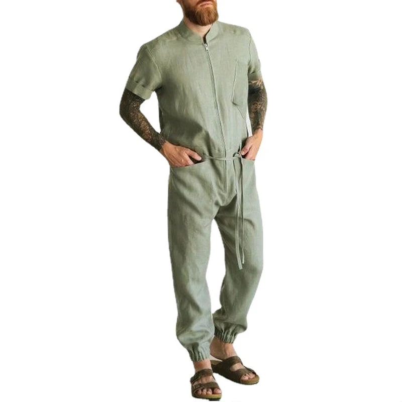 Pantalones cargo de una pieza de manga corta para hombre perfectos para actividades al aire libre, ofreciendo comodidad y funcionalidad en un solo diseño.