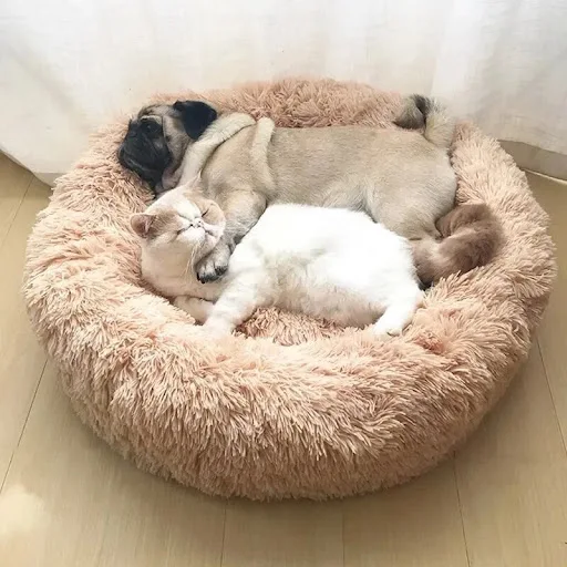 40-90cm Round Pet Bed For Large Dog Bed Super Soft Cat Carpet Bed Long Plush Dog House For Medium Dog House Winter Warm 
