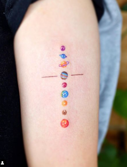 solar system tiny tattoo