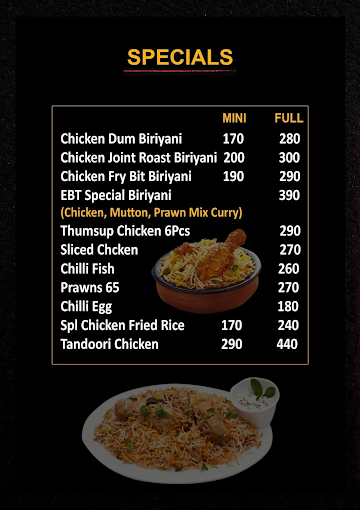 EM Babu Thinnara menu 