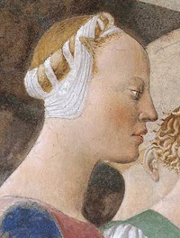 Piero della Francesca, Adorazione della Croce (particolare), affresco, Basilica di San Francesco, Arezzo