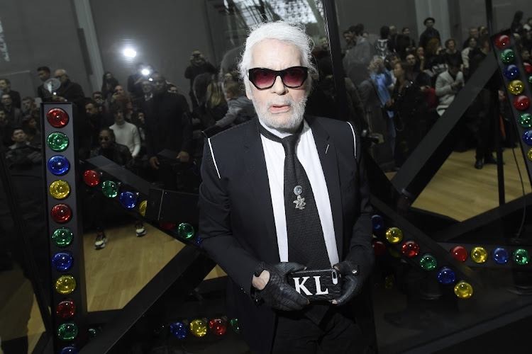 Karl Lagerfeld at the Dior Homme Menswear Fall/Winter 2018/2019 show as part of Paris Fashion Week on January 20 2018 in Paris, France. Picture: GETTY IMAGES/VICTOR BOYKO