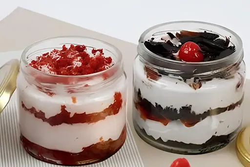 Black Forest Cake & Rad Velvet Cake In Jar [2 Piece]