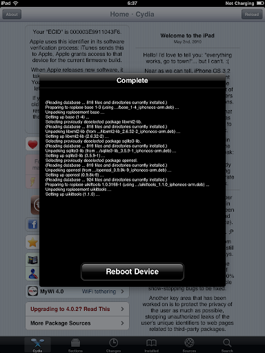 เทคนิคการ Jailbreak iPad iOS version 4.2.1 ด้วย greenpois0n Ipad033