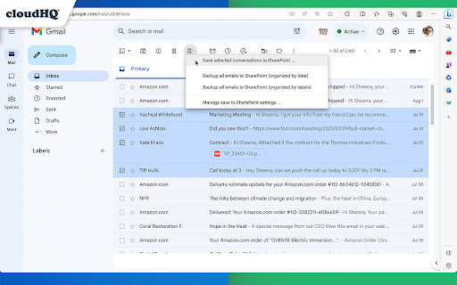 Save or Back up Gmail Messages to SharePoint