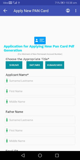 PanCard Application Form PDF Generation