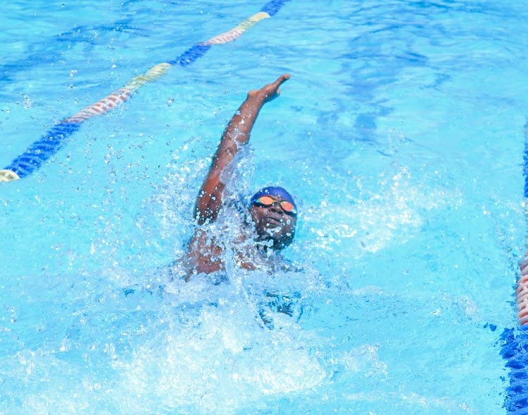 Coach Paul Oduor from Peponi School in the last Kiambu Aquatics Masters Championship at Potterhouse School