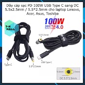 Dây Cáp Sạc Pd 65W 100W Usb Type C Sang Dc Dc 5.5X2.5Mm / 5.5*2.5Mm Cho Laptop Lenovo, Acer, Asus, Toshiba