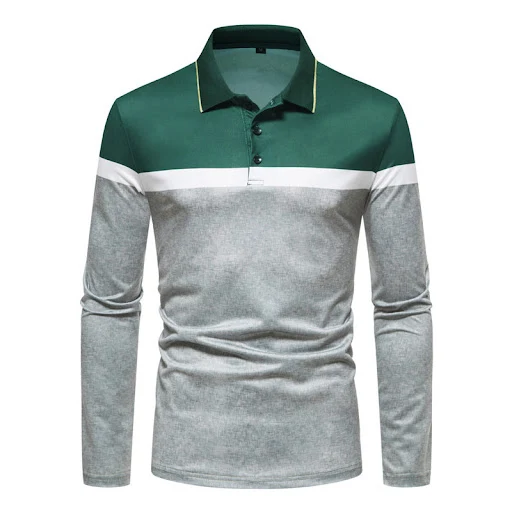 Title 3, New Style Mens Long Sleeve Color Matching POLO...