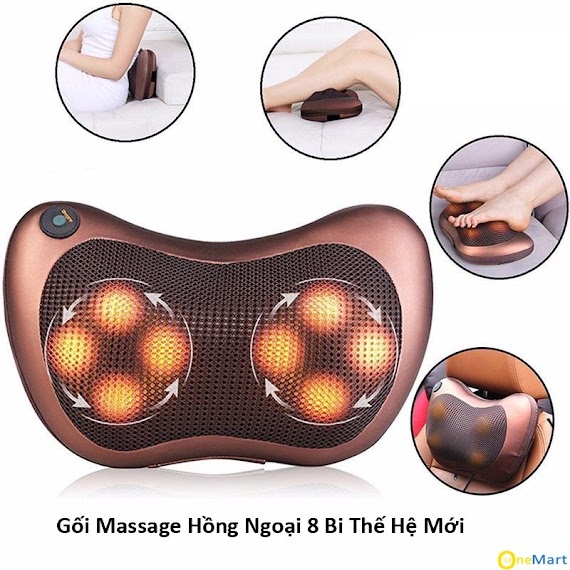 Gối Massage Hồng Ngoại 8 Bi 2 Chiều Cao Cấp - Máy, Gối Mát Xa Cổ Vai Gáy Chính Hãng Công Nghệ Nhật Bản - Gmx4