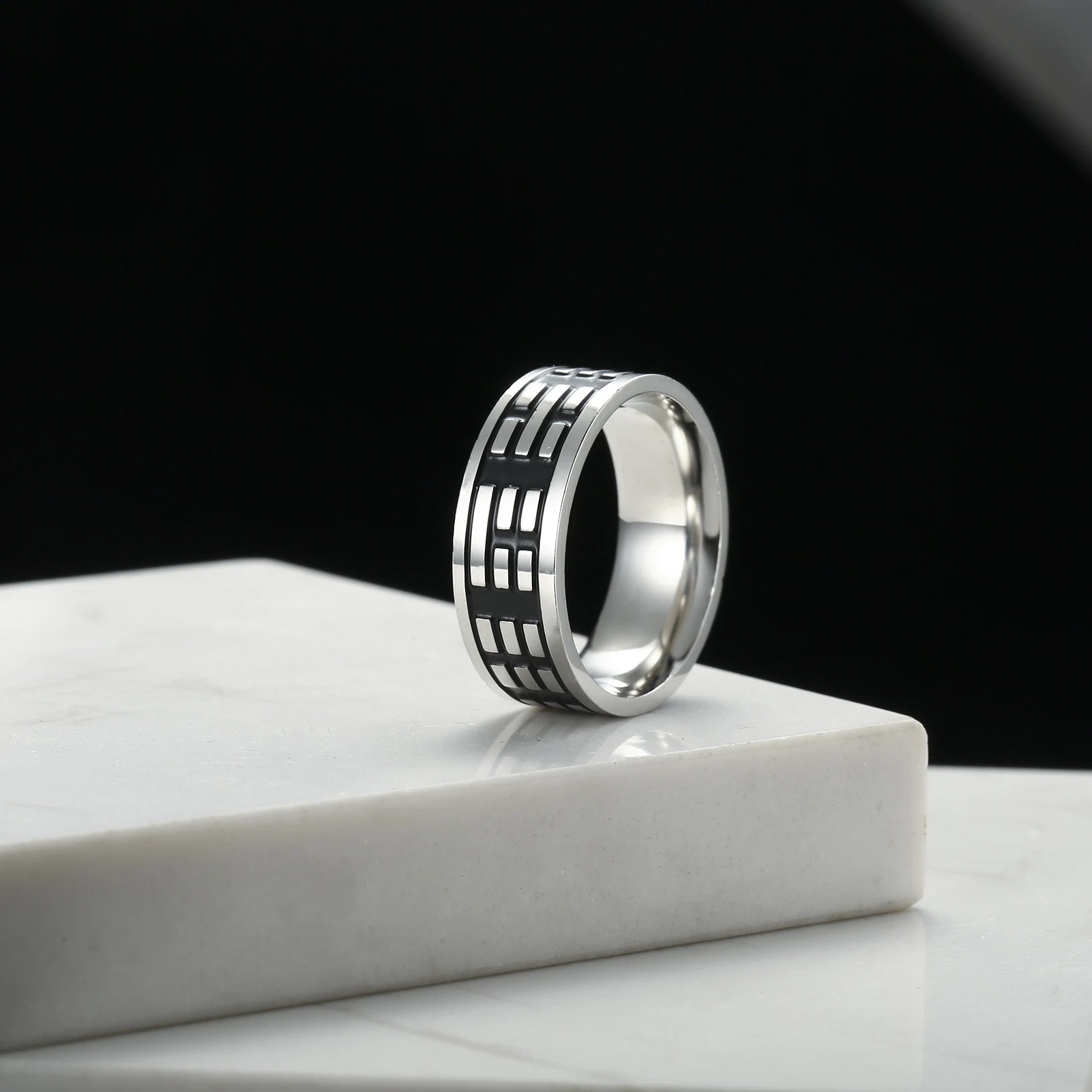 Title 3, Bague homme en acier inoxydable titane, personn...
