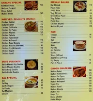 Sarang Bandhu menu 1