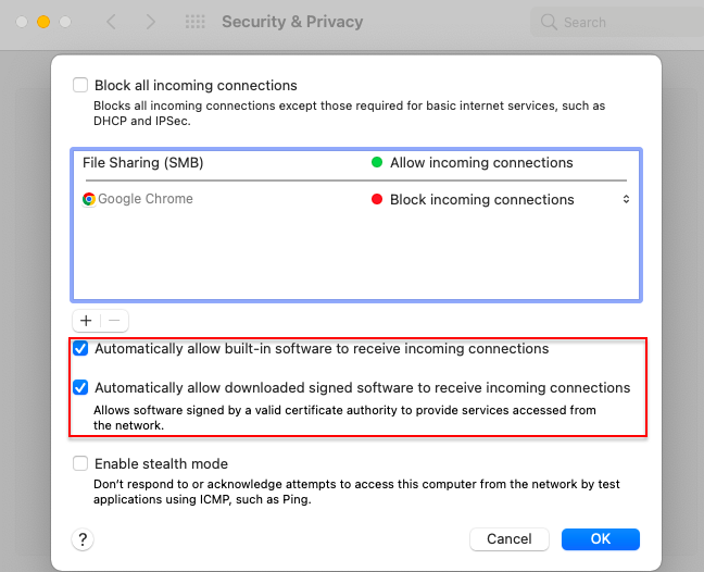 System Preferences  > Security & Privacy  > Firewall > Firewall Options