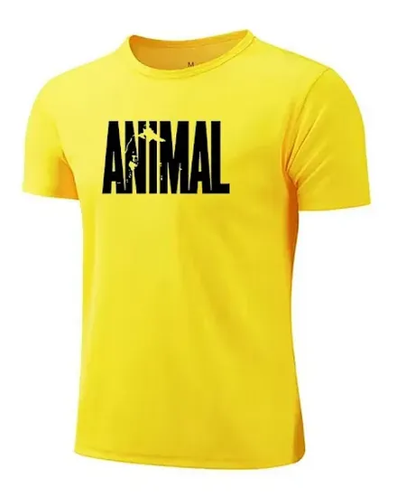 Mens Quick Dry Sports Short Sleeve T Shirt ANIMAL Letter ... - 3