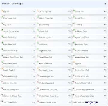 Farm Wraps menu 