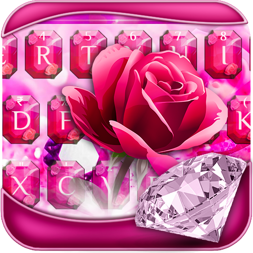 Pink Rose Diamond Keyboard Theme