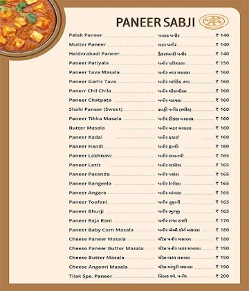 Tilak Live Family Restaurant menu 