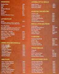 Reddy's Andhra Style Family Restaurant menu 1
