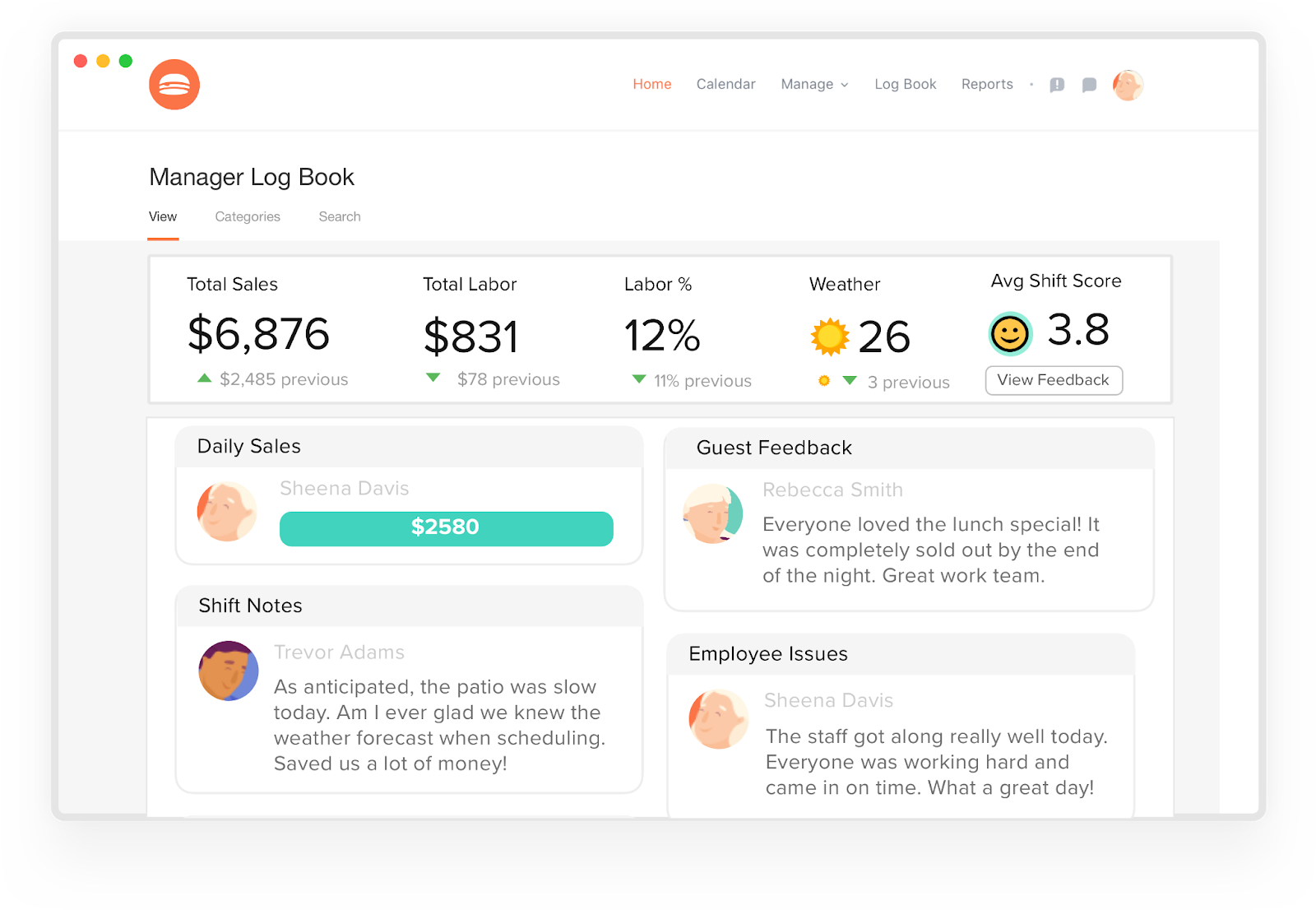 Example of a Restaurant Manager Log Book Tool