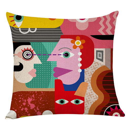 Title 4, Abstract art cotton and linen pillowcase, a sty...