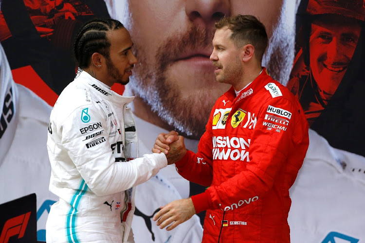 Lewis Hamilton and Sebastian Vettel after the 2019 Chinese F1 Grand Prix.