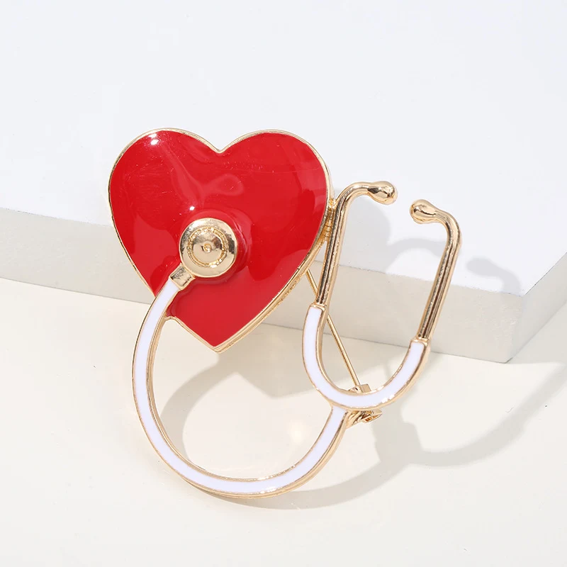 Spille con stetoscopio Spilla oro Gioielli romantici per feste Spille da bavero in metallo Regalo perfetto per medici e infermieri Elegante