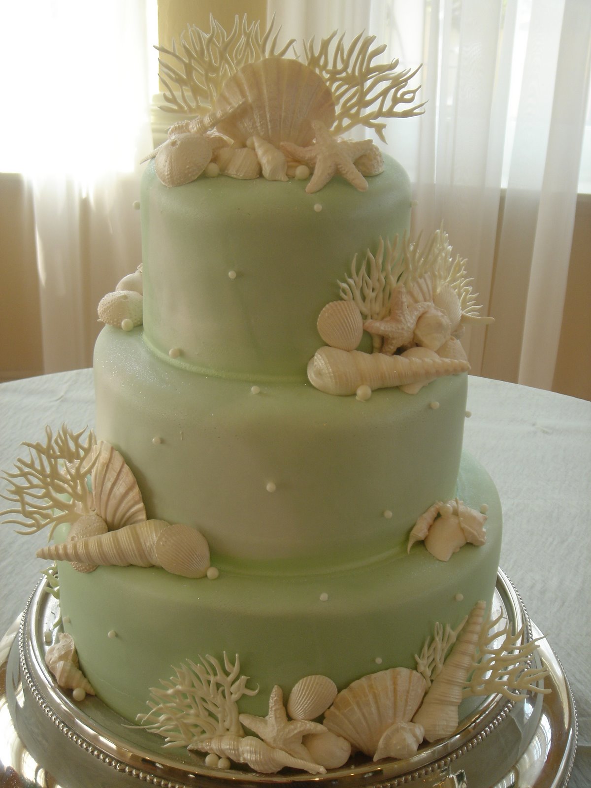 beach theme blue wedding cakes