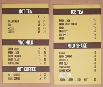 Chai Craft menu 